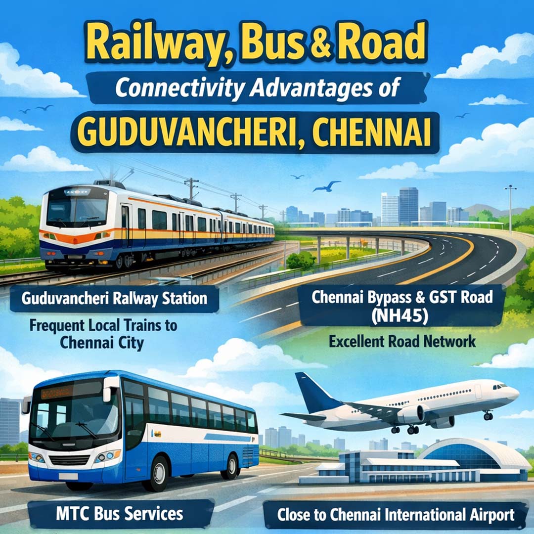 Railway, Bus and Road Connectivity Advantages of Guduvancheri, Chennai