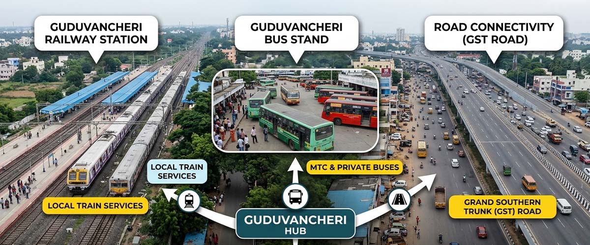 Railway, Bus and Road Connectivity Advantages of Guduvancheri, Chennai