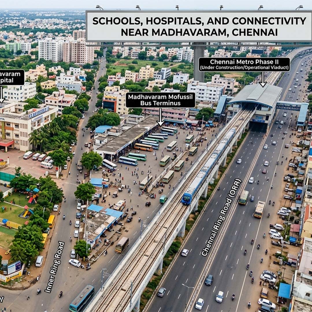 Schools, Hospitals, and Connectivity Near Madhavaram, Chennai