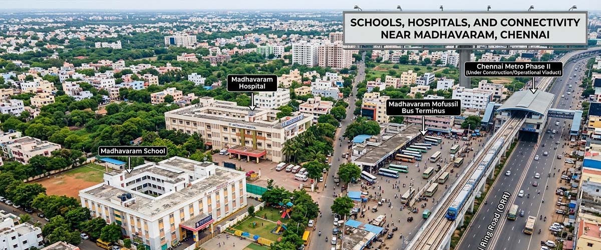 Schools, Hospitals, and Connectivity Near Madhavaram, Chennai